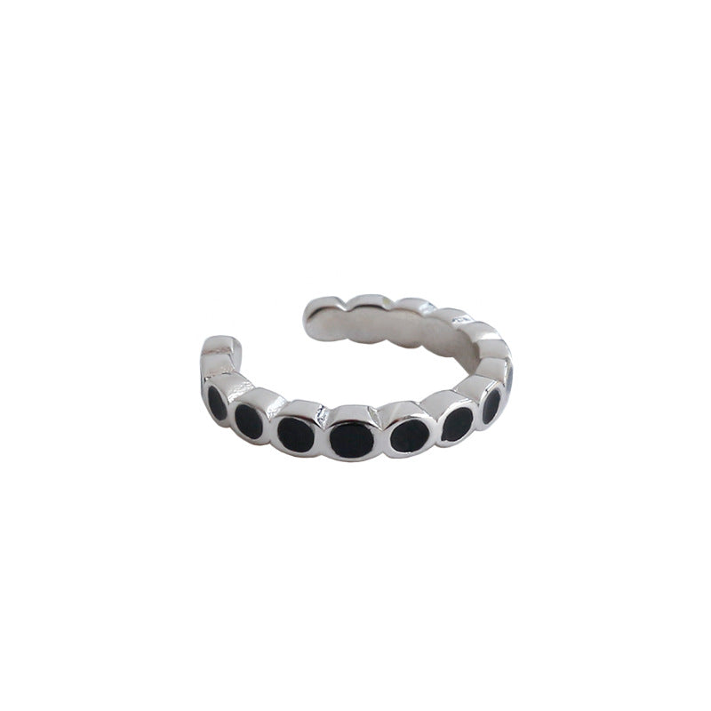 Fashion Black Round Epoxy 925 Sterling Silver