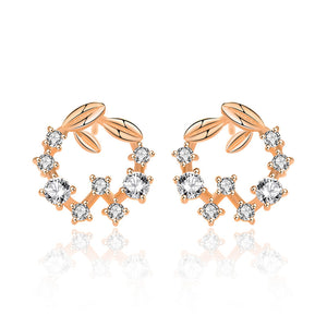 Simple Hollow CZ Garland 925 Sterling Silver Stud Earrings