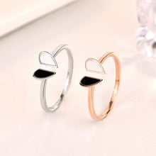 Load image into Gallery viewer, Fashion White Black Broken Heart 925 Sterling Silver Adjustable Ring