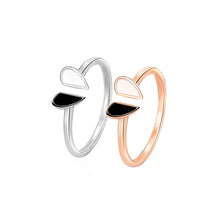 Load image into Gallery viewer, Fashion White Black Broken Heart 925 Sterling Silver Adjustable Ring