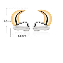 Load image into Gallery viewer, Cute Mini CZ Crescent Moon Cloud 925 Sterling Silver Stud Earrings