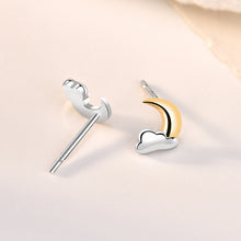 Load image into Gallery viewer, Cute Mini CZ Crescent Moon Cloud 925 Sterling Silver Stud Earrings