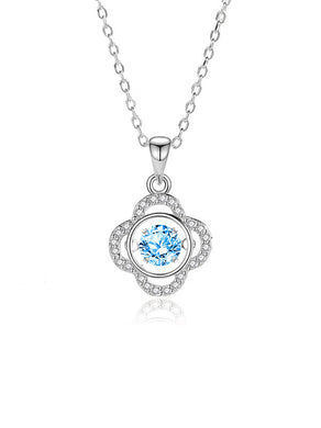 925 Silver Blue Round Lab Diamond Moissanite Classic Necklace