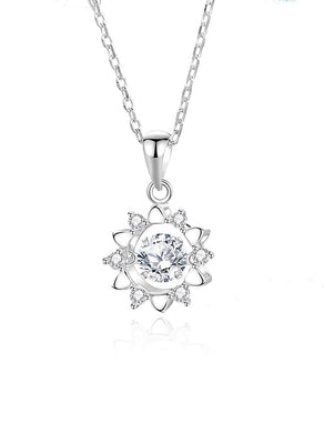 925 Silver Blue Round Lab Diamond Moissanite Classic Necklace