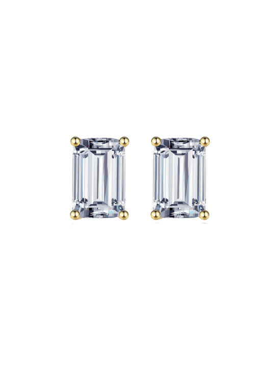 Gold Classic 925 Silver Earrings Zirconia Minimalist