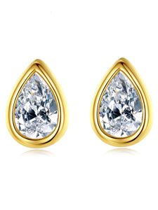 Gold Classic 925 Silver Earrings Zirconia Minimalist