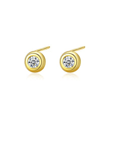 Gold 925 Silver Earrings Red Zirconia Minimalist