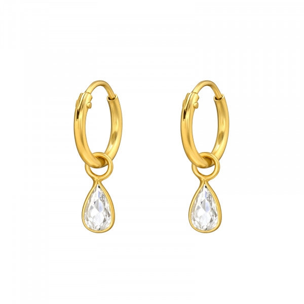925 Sterling Silver Hoops Earrings Crystal Diamond