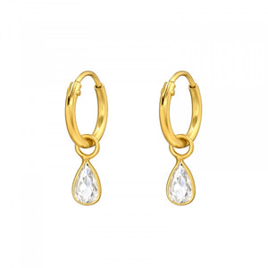 925 Sterling Silver Hoops Earrings Crystal Diamond