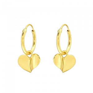 Gold Classic Heart Silver 925 Silver Earring Hoops