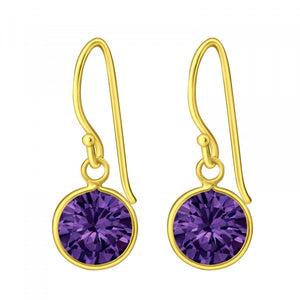 Purple Classic Circle Dangle 925 Silver Earring