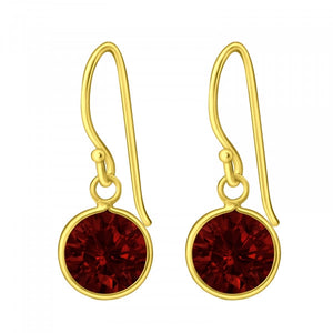 Red Classic Circle Dangle 925 Silver Earring