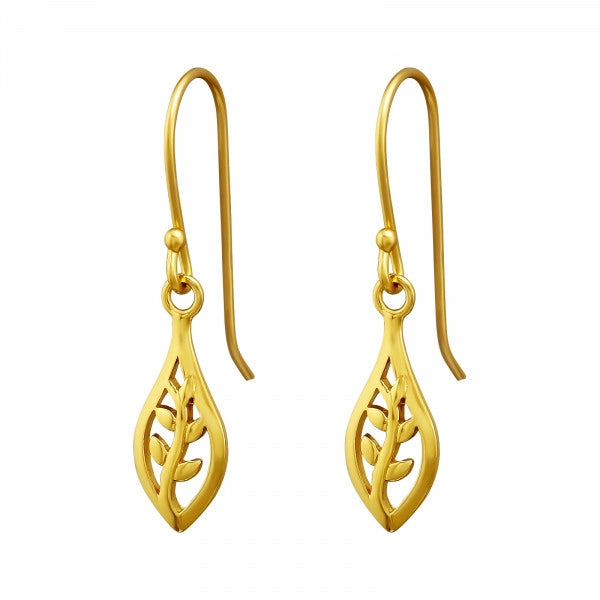 Gold Silver Leaf 925 Silver Earring