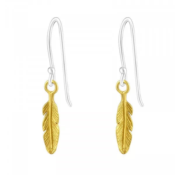 Two Tones Gold Silver Leaf 925 Silver Earring