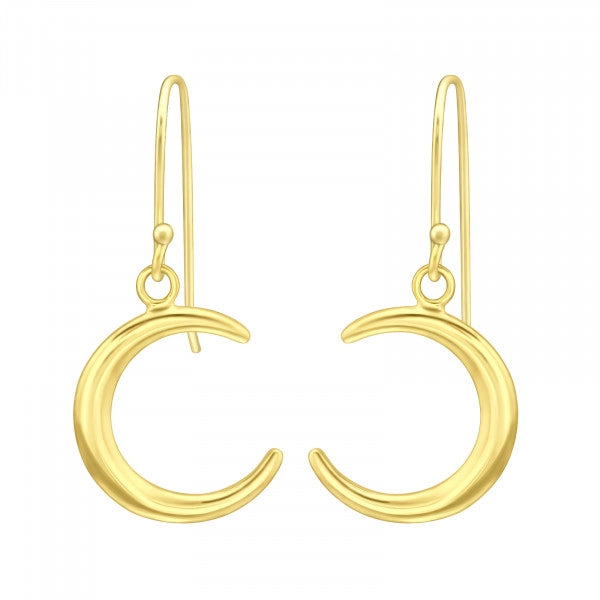 Gold Classic Moon Silver 925 Silver Earring Hoops