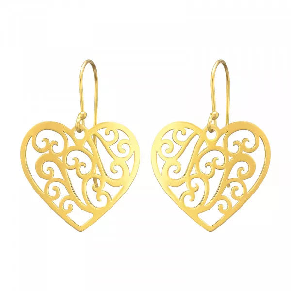 Gold Classic Heart Silver 925 Silver Earring