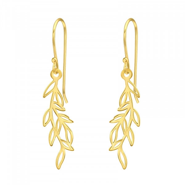 Gold Silver Leaf 925 Silver Earring