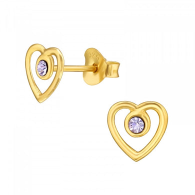 Gold Heart Stud Earrings Classic 925 Silver Stud Earrings