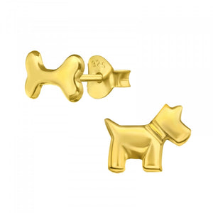 Dog Lover 925 Sterling Silver Stud Earrings