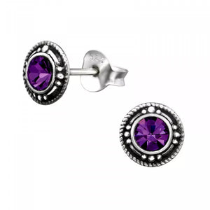 Purple Zirconia Diamond 925 Silver Earrings Zirconia Minimalist