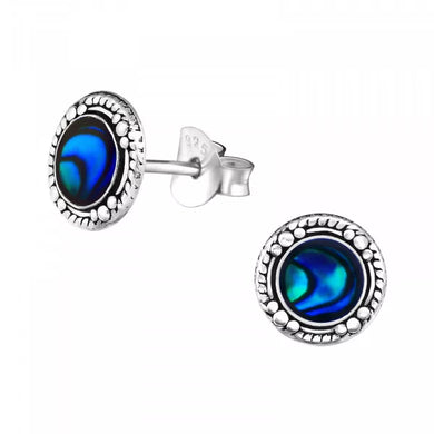 Blue 925 Silver Earrings Zirconia Minimalist