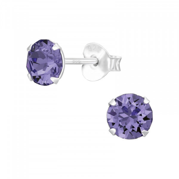 Purple Zirconia Diamond 925 Silver Earrings Zirconia Minimalist