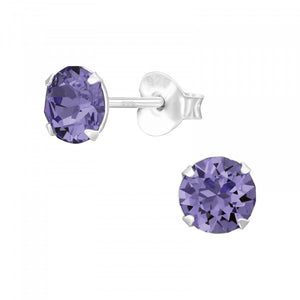 Purple Zirconia Diamond 925 Silver Earrings Zirconia Minimalist