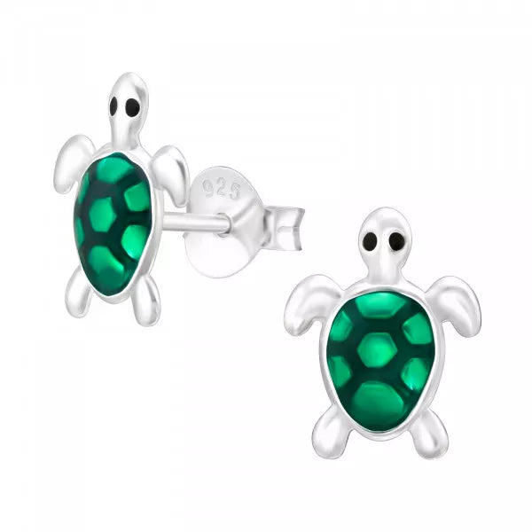 Green Turtle 925 Sterling Silver Ocean LIfe Stud Earring