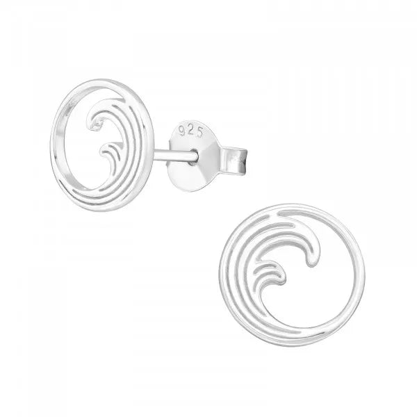 925 Sterling Silver Wave Stud Earring