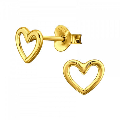 Gold Heart Stud Earrings Classic 925 Silver Stud Earrings