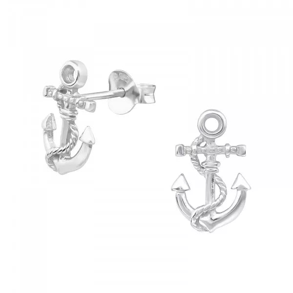925 Sterling Silver Anchor Stud Earring