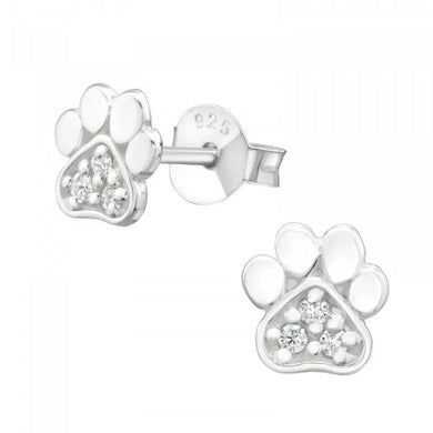 Dog Paw Zirconia Diamond 925 Silver Earrings Zirconia Minimalist