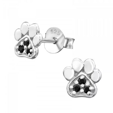 Dog Paw Black Zirconia Diamond 925 Silver Earrings Zirconia Minimalist