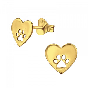 Heart Dog Lover 925 Sterling Silver Stud Earrings