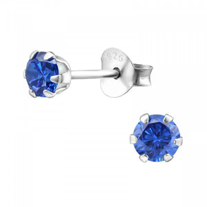 Blue Zirconia Diamond 925 Silver Earrings Minimalist