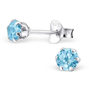 Sky Blue Zirconia Diamond 925 Silver Earrings Minimalist