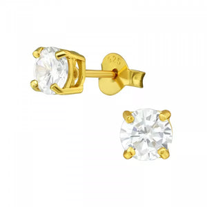 Gold Diamond Zirconia 925 Silver Earrings Zirconia Minimalist