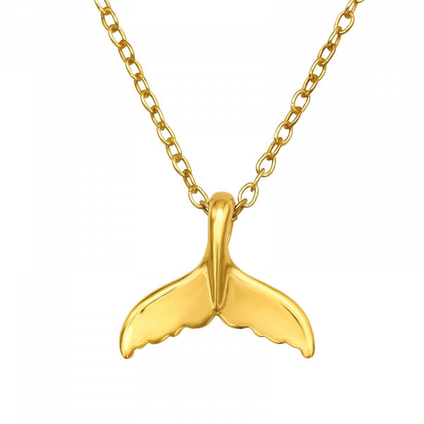 Gold 925 Sterling Silver Whale Tail Necklace