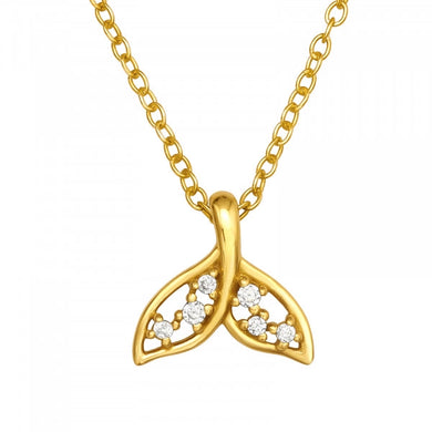 Gold 925 Sterling Silver Whale Tail Necklace