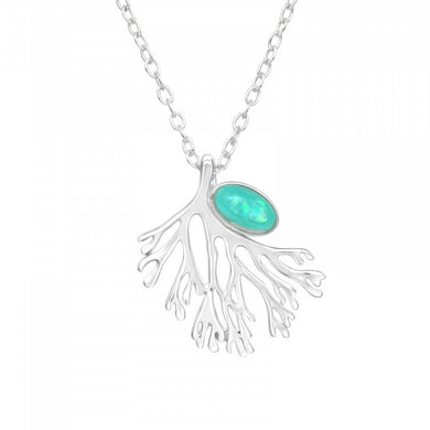 925 Sterling Silver Coral Necklace Inspired In Opal