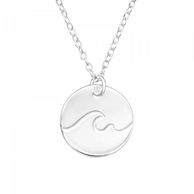 925 Sterling Silver Ocean Wave Charm Necklace