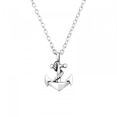925 Sterling Silver Ocean Anchor Charm Necklace