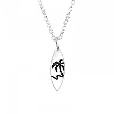 925 Sterling Silver Ocean Surf Board Charm Necklace