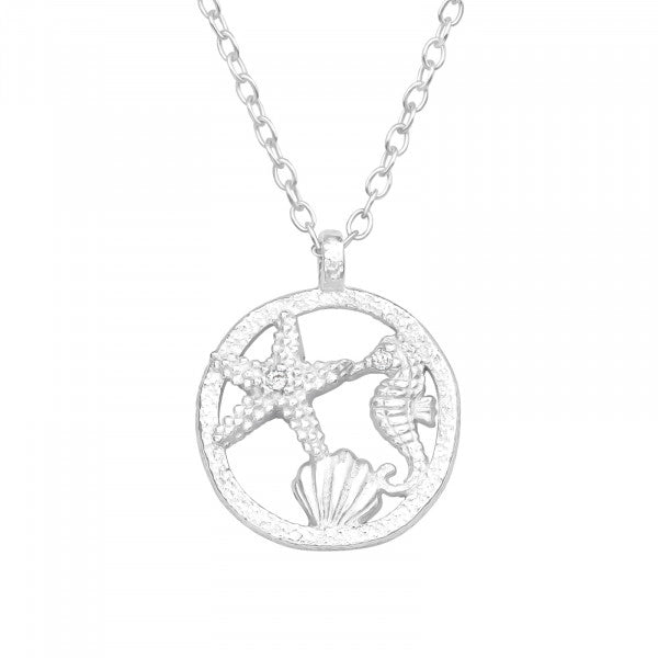 925 Sterling Silver Ocean Life Charm Necklace