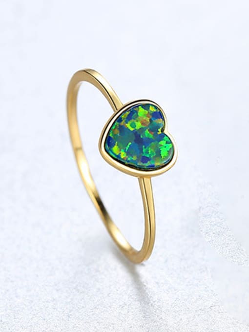 Gold Heart Classic 925 Sterling Silver Green Inspire Ring