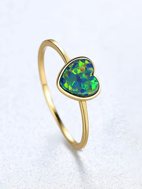 Gold Heart Classic 925 Sterling Silver Green Inspire Ring