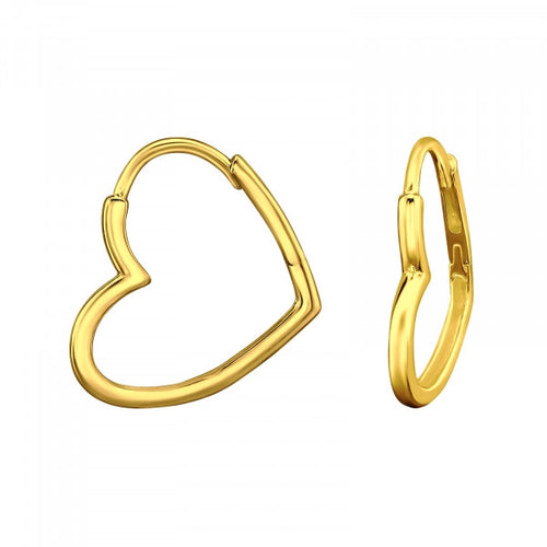 Gold Minimalist Heart Classic Huggies 925 Sterling Silver