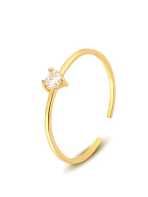 Gold 925 Sterling Silver  Ring Peach Crystal Diamond