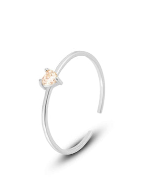 925 Sterling Silver  Ring Peach Crystal Diamond