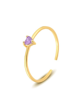 Gold 925 Sterling Silver  Ring Purple Crystal Diamond